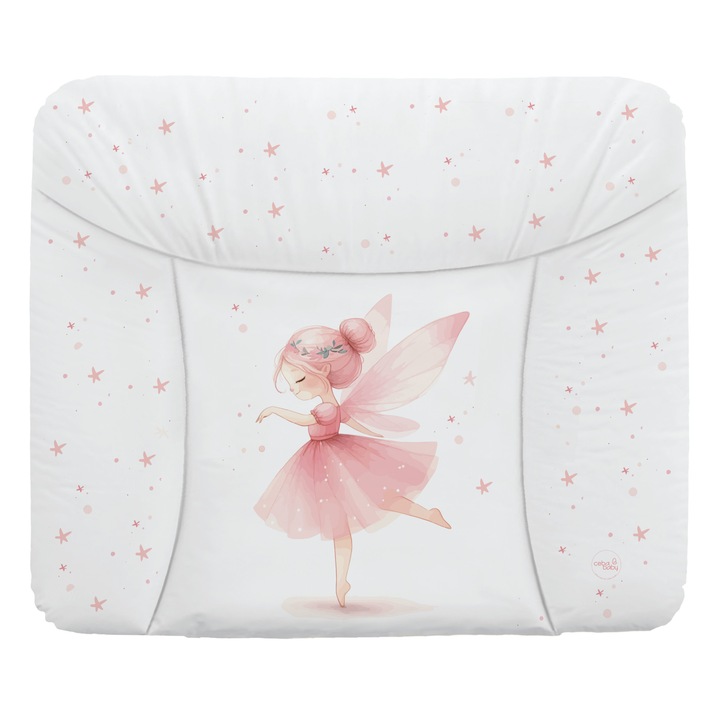Saltea de infasat Ceba Baby, 85x72cm, impermeabila, usor de curatat, model cu balerina, alb/roz