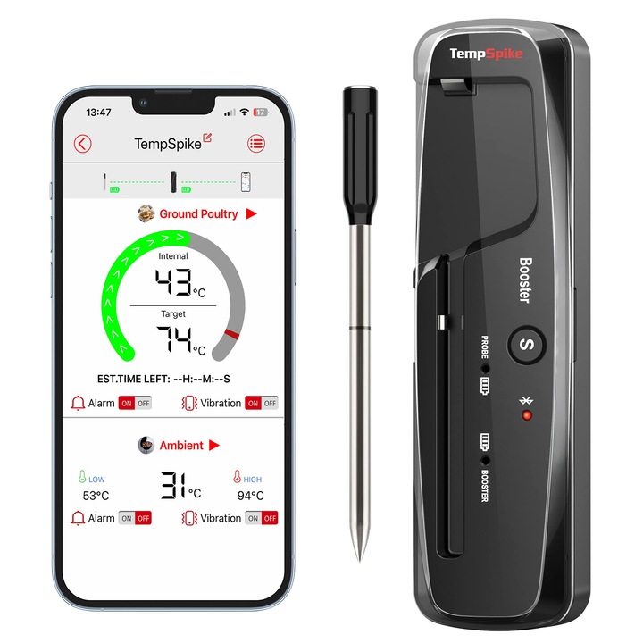 Цифров термометър за месо ThermoPro Tempspike, Bluetooth, IP67, 150м