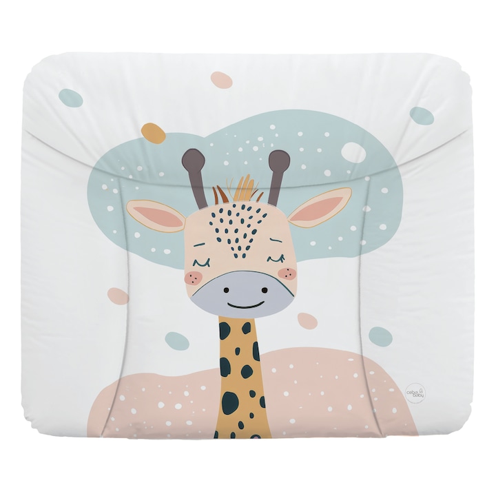 Saltea de infasat Ceba Baby, 85x72cm, impermeabila, usor de curatat, design ergonomic, model cu girafa