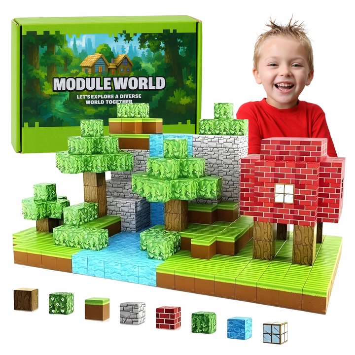 Set de Blocuri Magnetice 200 piese, Multicolor, 2x2cm