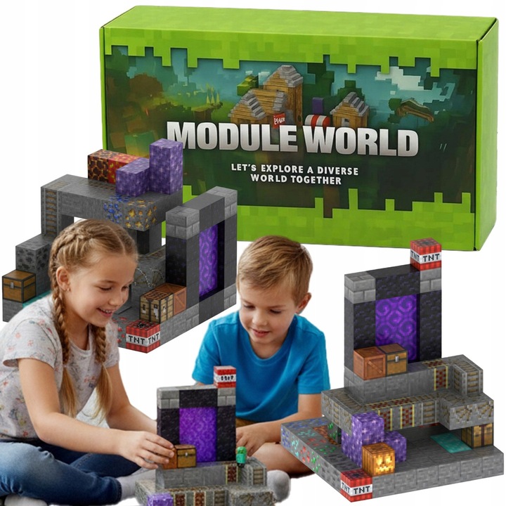 Blocuri Magnetice Set 100 Buc, LEWER®️, Constructie Build Mine Module World, Montessori Pentru Dezvoltare Sensoriala, STEM, Jucarii De Constructie Creative Pentru Copii 3+ Ani, CE