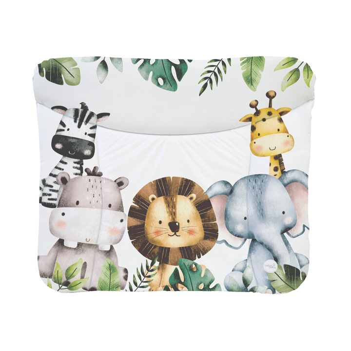 Saltea de infasat Ceba Baby, 75x72cm, impermeabila, usor de curatat, model cu animale