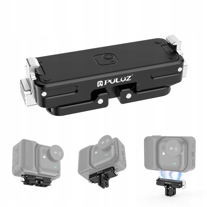 Магнитна стойка за GoPro, Puluz PU787B, алуминий, бързо освобождаване, сребриста