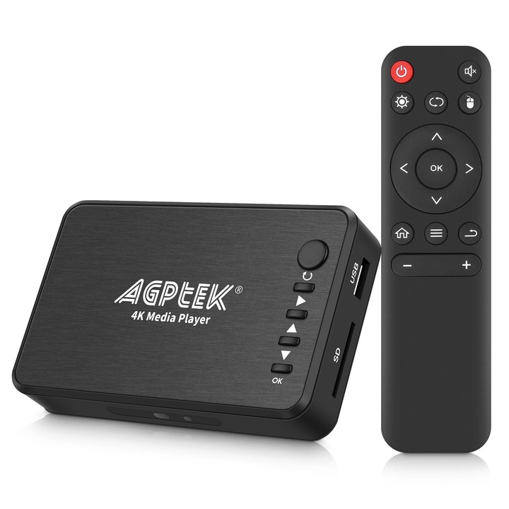 Медиен плейър TV Agptek, Full HD, Черен, с HDMI, USB 2.0 портове