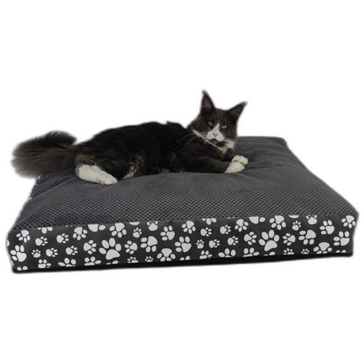 Materac pentru animale cu perna, TuliLuu, 80x60cm, multicolor, inaltime 10cm, set