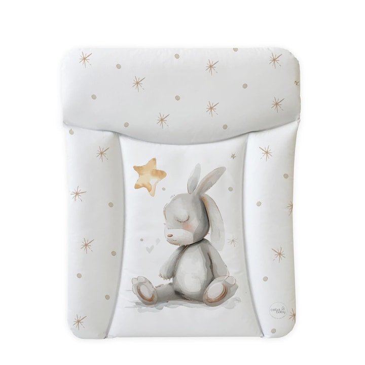 Saltea de infasat Ceba Baby 50x70cm, impermeabila, usor de curatat, certificat OEKO-TEX, model Iepuras.