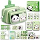 Penar 9 Compartimente, 175 piese, design cu panda, DIY, Neechipat, Spatiu mare de Depozitare, Lavabil, Ideal scoala, birou, pentru baieti si fete, cadou pentru elevi, Penar rezistent la uzura, 21 x 13 x 7.5 cm