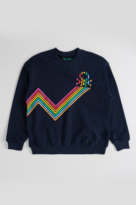 United Colors of Benetton, Памучен суитшърт с шарка, Ултрамарин синьо