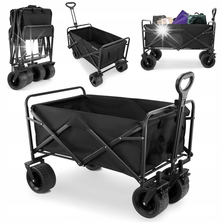 Сгъваема туристическа количка HyperMotion HYP26, 80 кг, черна, 79x49x66/92 см