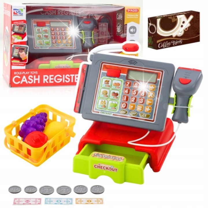 Set joaca supermarket, LeanToys, cos de cumparaturi, 21x15,5x14cm