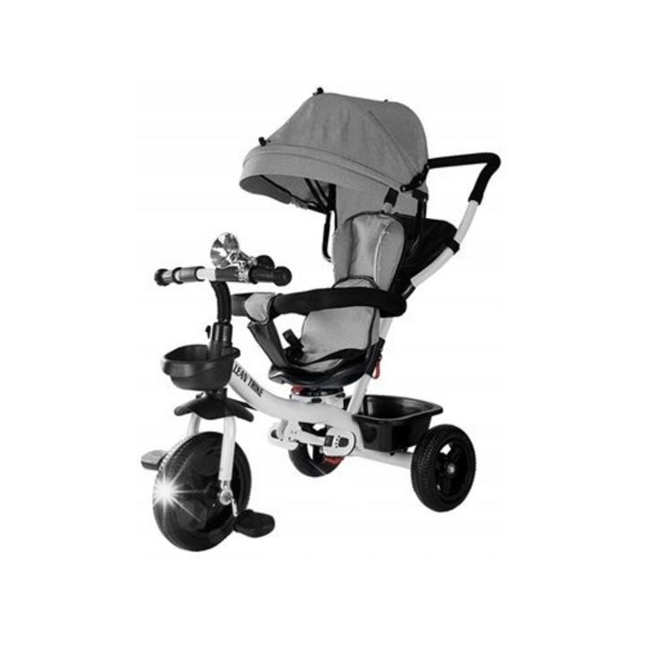 Триколка Lean Toys PRO300, сива, с UV сенник, за деца 6-60 месеца, 25 кг