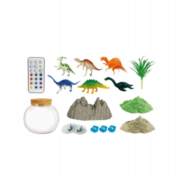 Set Creativ Terariu pentru Dinozauri, LEAN Toys, Lampa LED, cu Telecomanda