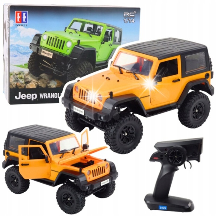 Masinuta RC Jeep Wrangler 1:14, Lean Toys, portocalie
