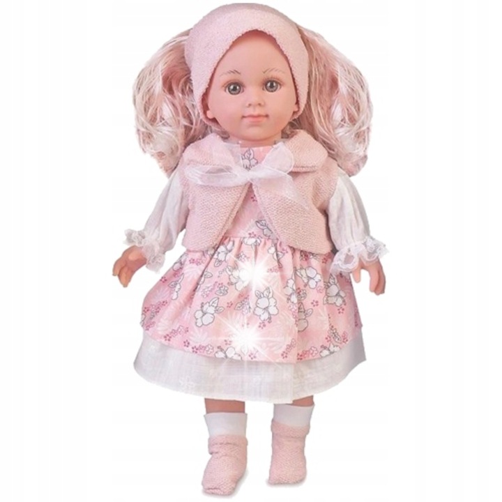 Кукла Lean Toys, Sweet Angel, рокля с цветя, розова коса, 36.5 см