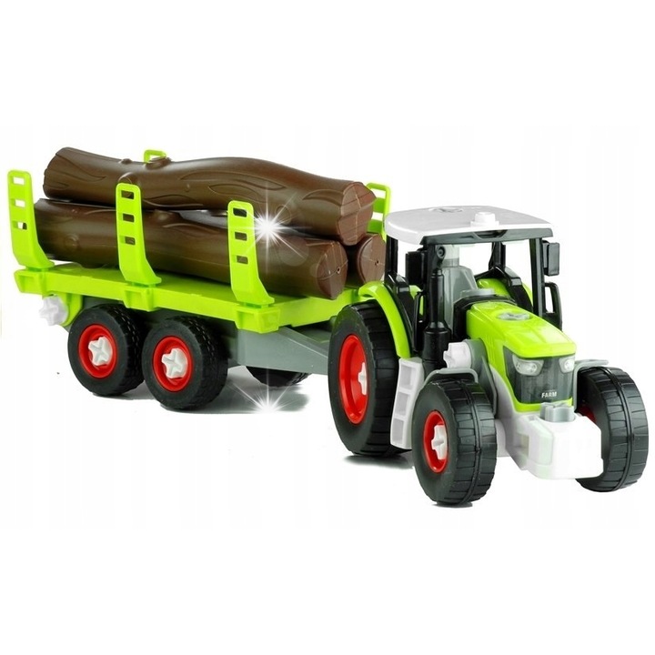 Tractor dezasamblabil cu remorca si lemne, Lean Toys, 43cm,