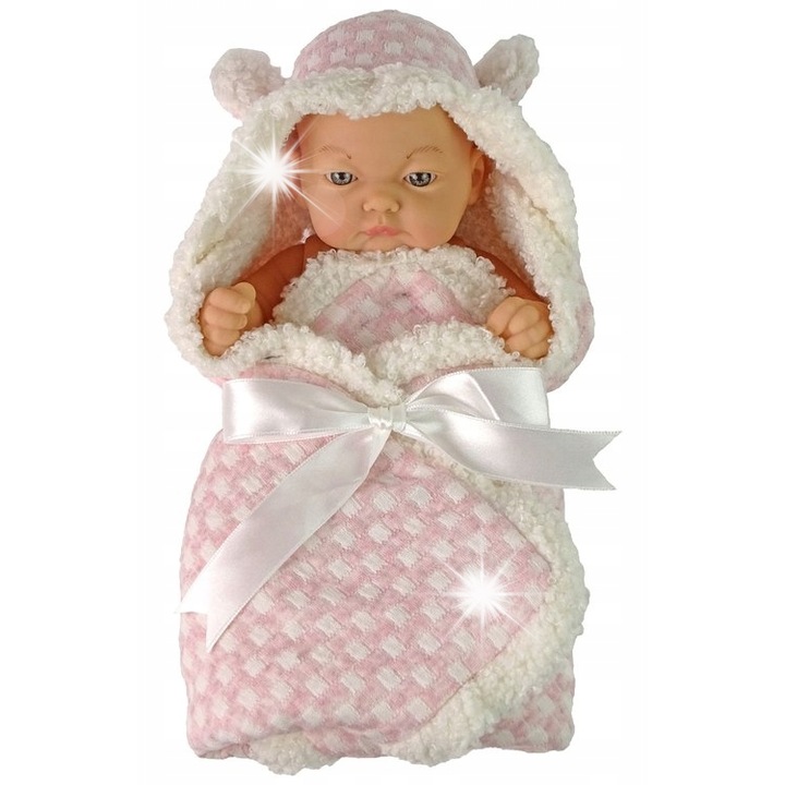 Кукла Бобас с розова количка, Lean Toys, 24 см, комплект с количка