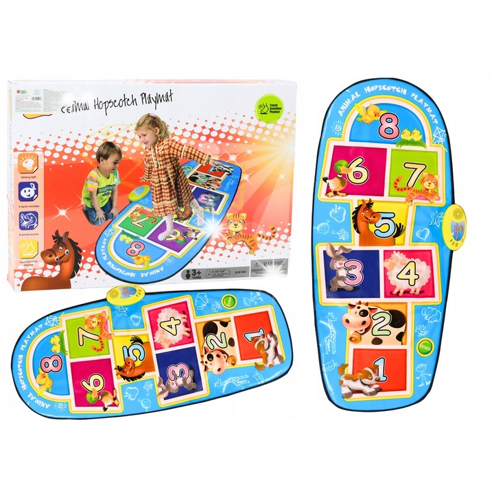 Covoras muzical interactiv Lean Toys, 8 melodii, colorata, 137x60cm, pentru copii peste 3 ani