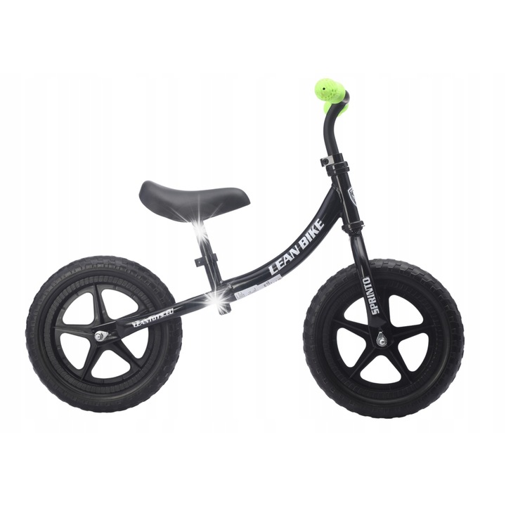 SPRINTO futóbicikli, fekete, 12", 2-5 éves gyermekeknek, komplett szett