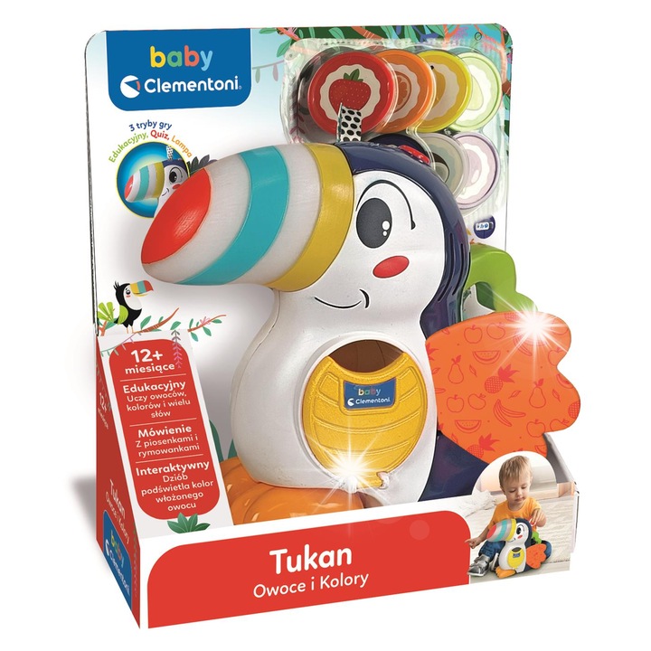 Интерактивна играчка Тукан Clementoni, 50383, учене на плодове и цветове, 26x24x9см