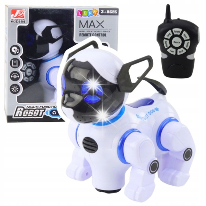 Интерактивен робот куче с дистанционно управление, LeanToys, светлинни и звукови ефекти, 16x19x13см, пълен комплект