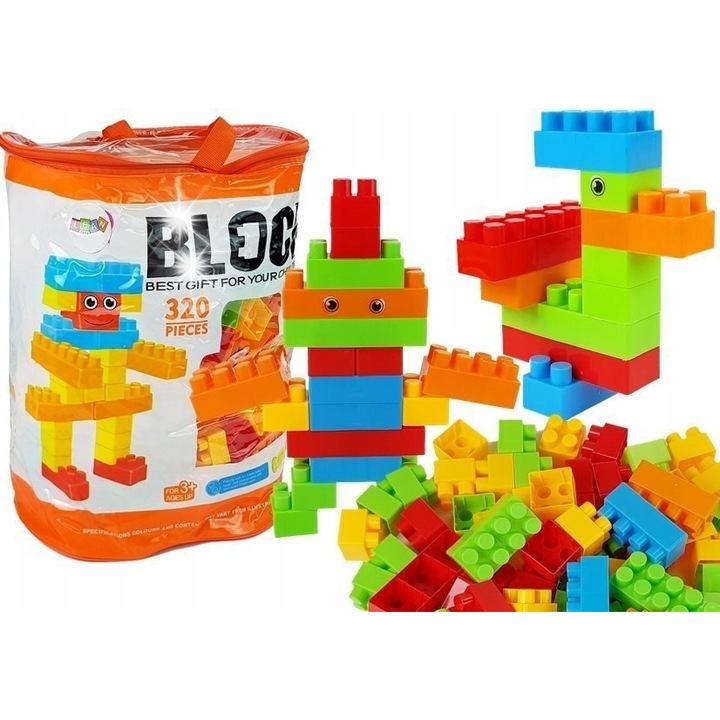 Seturi de constructie Lean Toys, 320 elemente, multicolor, 28cm x 22cm x 35cm