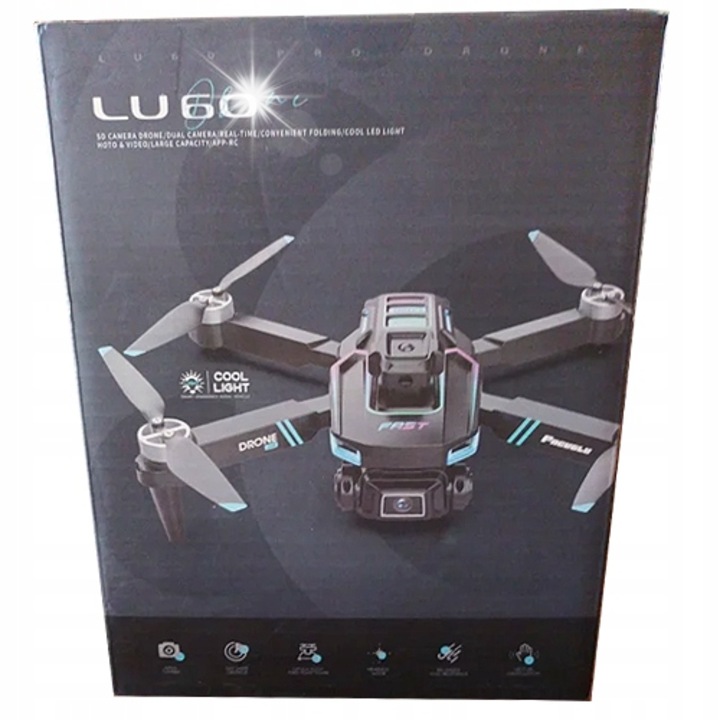 Дрон с двойна камера LU60, 3 батерии, LED, сгъваем