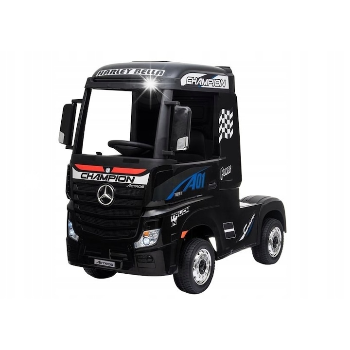 Акумулаторна кола Lean Toys Mercedes Actros, 4x45W, 3 скорости, черен, 126x68x102см