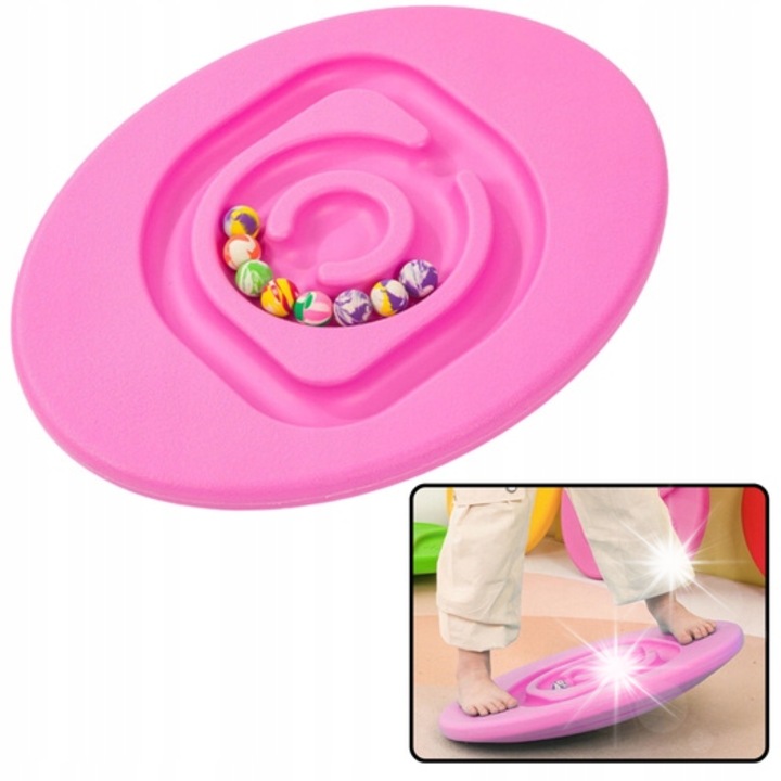 Розова балансираща дъска с 5 гумени топки, Lean Toys, 46x36 см, за деца