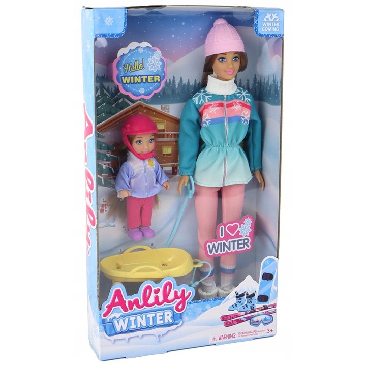 Комплект кукли LEAN Toys Anlily майка и дъщеря на шейни, 31см, розово-зелен