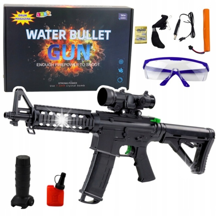 Carabina de jucarie, LeanToys, 86x31cm, set complet cu accesorii, culori: negru