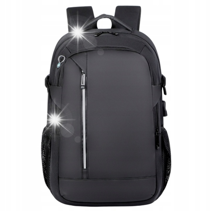 Rucsac urban cu USB, compartiment pentru laptop, 16L, 45x32x11cm, elemente reflectorizante