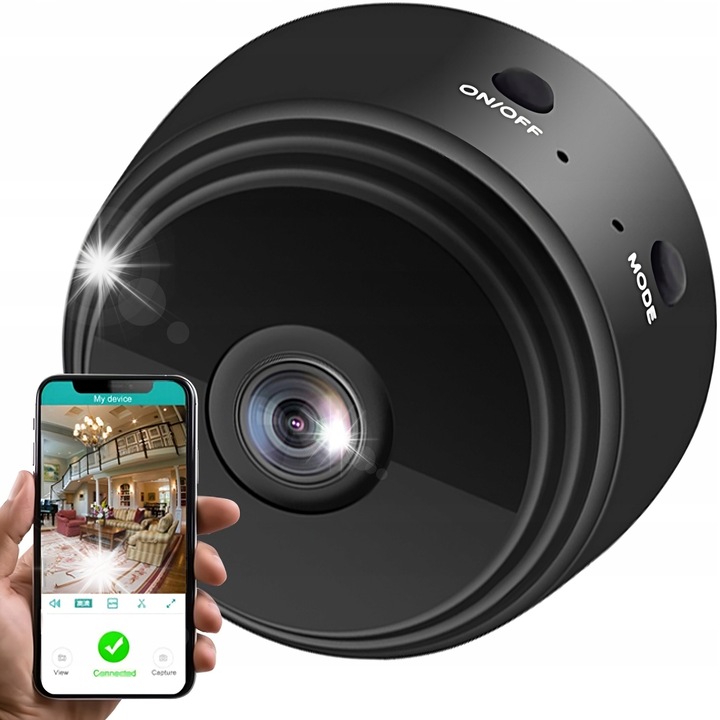 Мини безжична шпионска камера Retoo, детекция на движение, черна