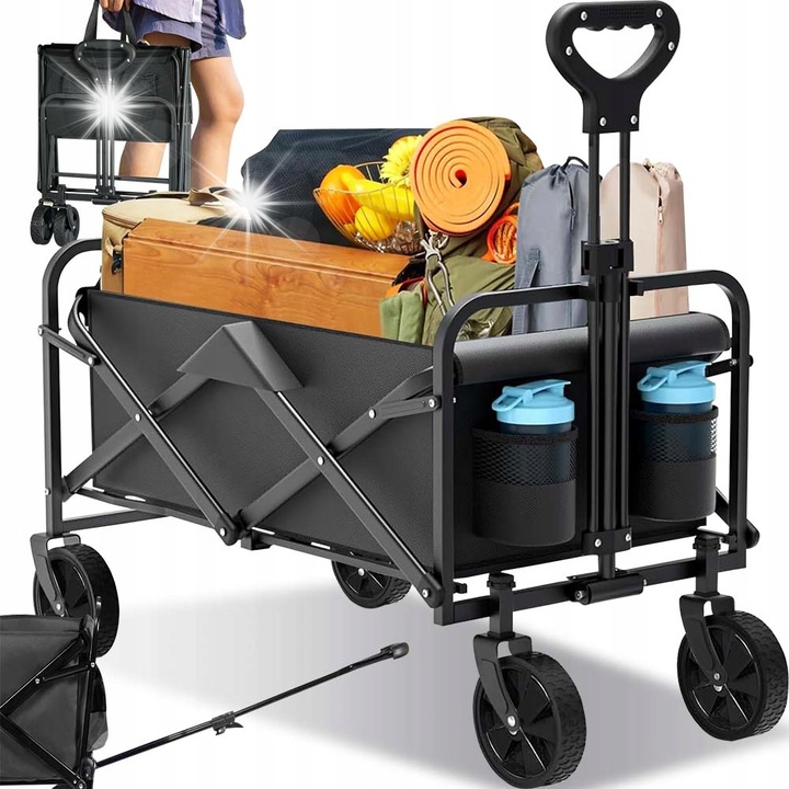 Сгъваема количка Stazer Carrier, транспортна, черна, 150л, 97x82x55см