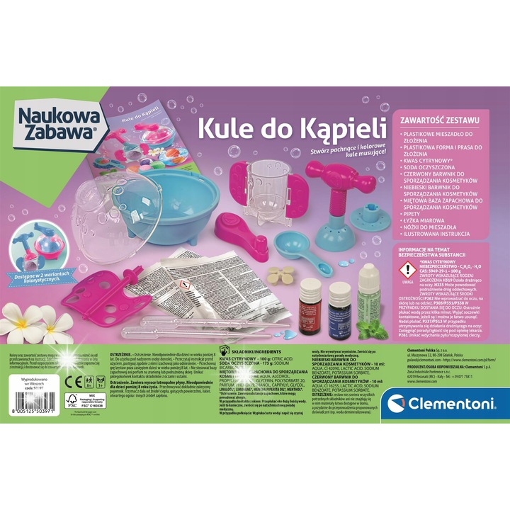 Laboratóriumi készlet fürdőbombák készítéséhez, Clementoni, 8 év+, többszínű