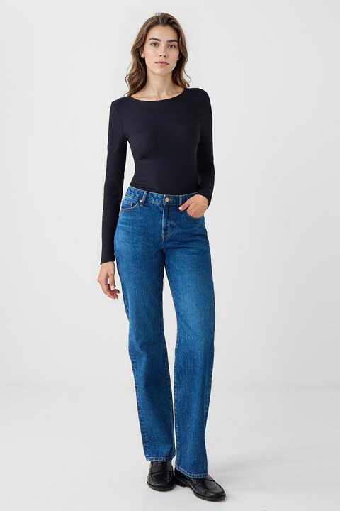 JIMMY KEY, Blugi regular fit cu talie inalta, Albastru royal