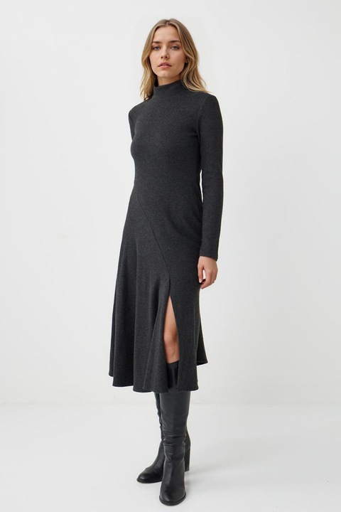 JIMMY KEY, Rochie evazata cu slit frontal, Gri antracit