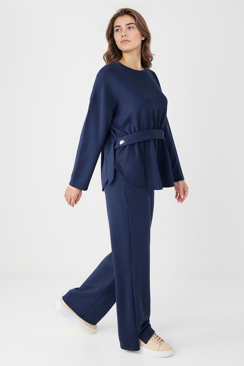 JIMMY KEY, Pantaloni drepti din amestec de modal cu buzunare, Bleumarin