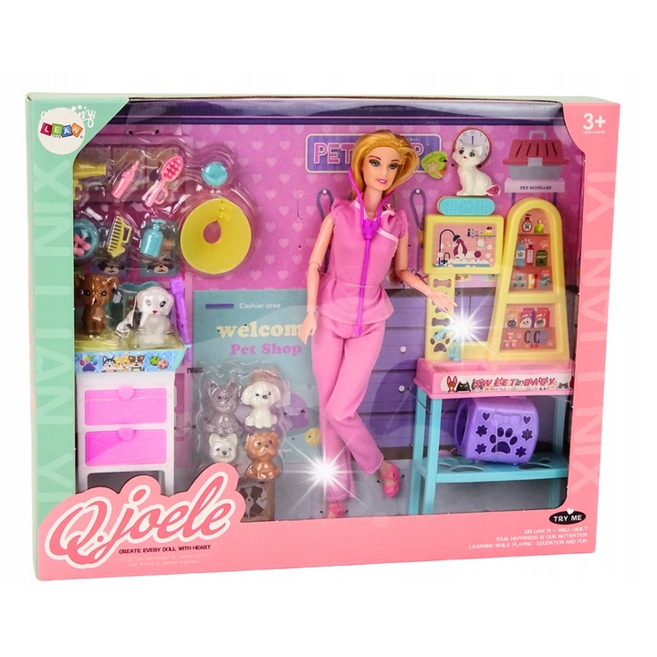 Комплект Lala Ветеринар с Мебели и Аксесоари, Leantoys, Многоцветен, за деца над 3 години