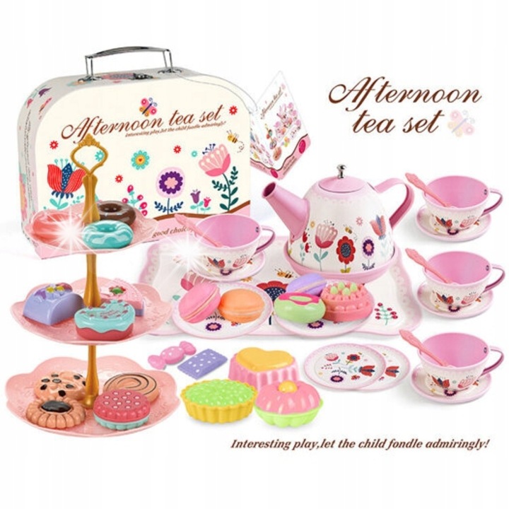 Set de ceai cu valiza, Lean Toys, 25,5x19x10cm, pentru copii peste 3 ani