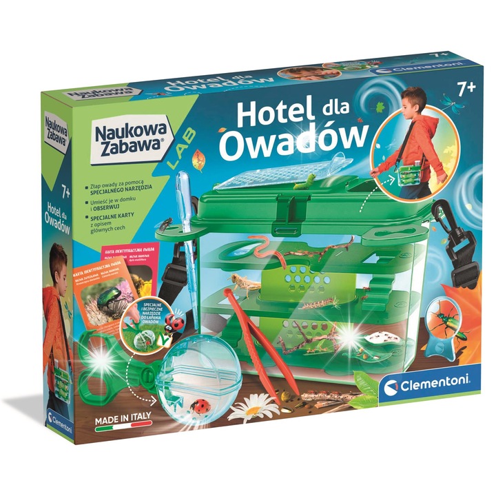 Hotel pentru insecte, Clementoni, set educational, observatie, 7+