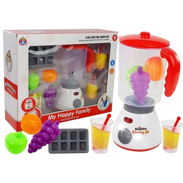 Set blender cu fructe, Lean Toys, 11x11x25cm, pentru copii peste 3 ani