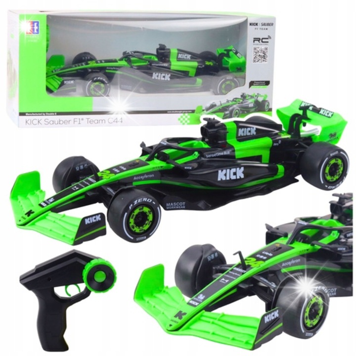 Количка с дистанционно управление Sauber F1 C44, Lean Toys, 1:16, черно-зелена