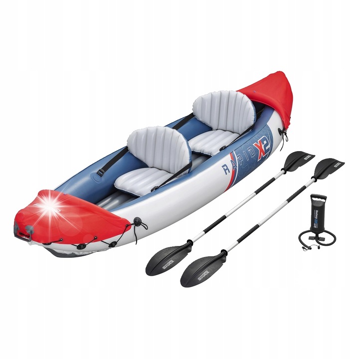 Kajak Duhman Rapid X2 Bestway, 321x100x44cm, 2 persoane, material rezistent la perforare, set cu vasle si pompa