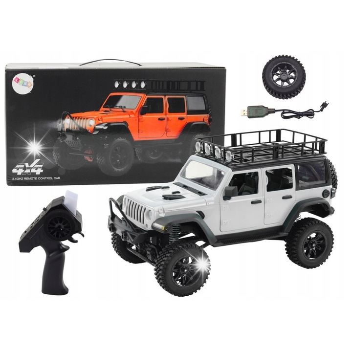 Masina Teren 4x4 RC, Lean Toys, Siwy, 39x21x19cm, cu lumini si telecomanda 2.4G
