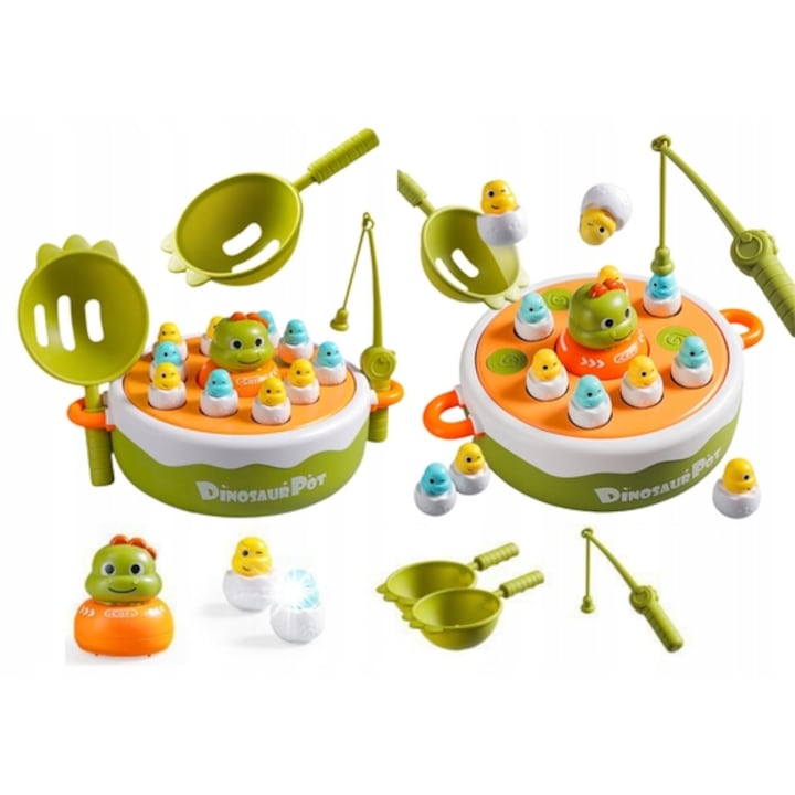 Lean Toys interaktív játék, dinoszaurusz horgász szett, zöld, 19,5x19,5x8,5cm, 20x19,5x9cm