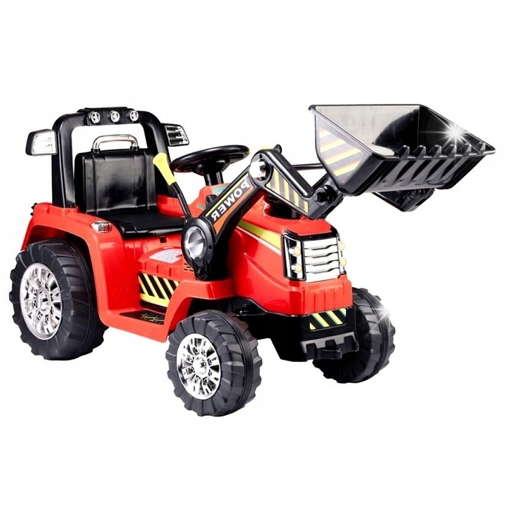 Tractor electric Lean Toys ZP1005, roti din plastic, dimensiuni 105x54x67cm, culoare rosie