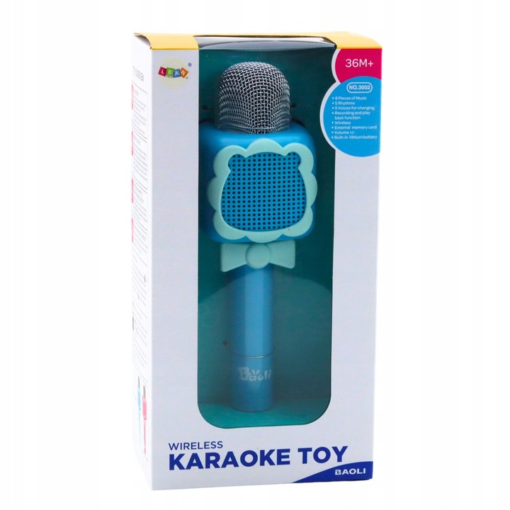 Vezeték nélküli karaoke mikrofon, LEAN Toys, 8 dallam, 5 hangváltó effekt, kék
