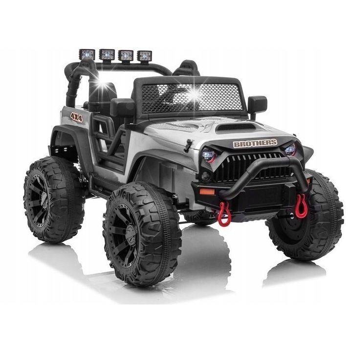 Masinuta electrica Jeep JC666, 2x200W, 3 viteze, argintie, 123x88x80cm