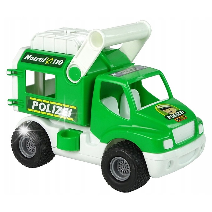 Masinuta Politie Construck, Polesie, verde, 29x17x20cm, pentru copii 12m+, Wader