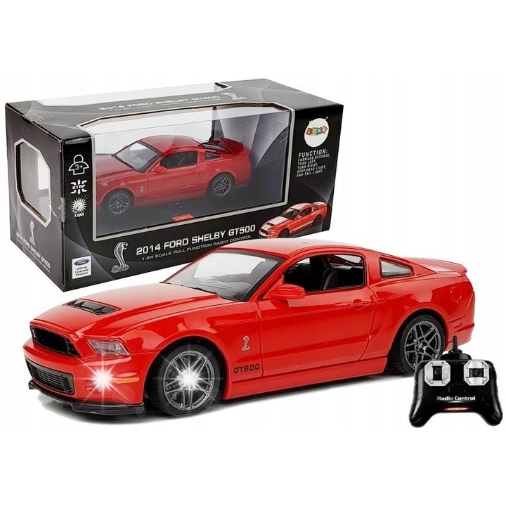 Количка с дистанционно управление Lean Toys Ford Shelby GT500, 7.5 км/ч, Сребърна, 20x8x6.5см, комплект с R/C пилот